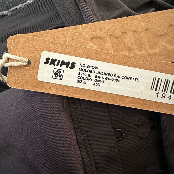 NWT SKIMS No Show Molded Unlined Balconette Sexy Sheer Lingerie In Onyx Black - Picture 8 of 8